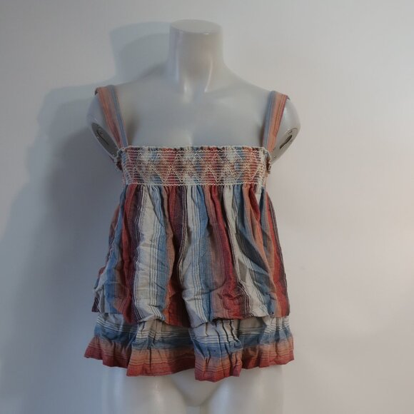 Womens Warm Multicolor Striped Cotton Sleeveless Babydoll Top 1 US/S - Picture 4 of 9